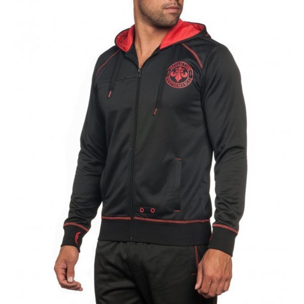 Affliction Sport Men's Performance Hoodie Full Zip Jacket Thumb Holes Gym Sz XL